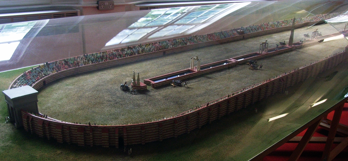Part of a model displayed in the centre to give an impression of the construction in use 1,900 years ago.